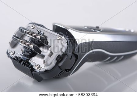 Closeup Image Of The Blades Of Fashionable Electric Shaver