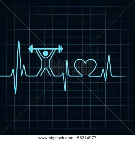 Heartbeat make lifting man and heart symbol