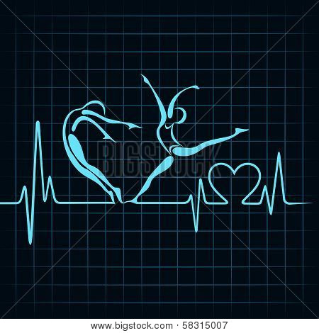heartbeat make a yoga girl and heart symbol