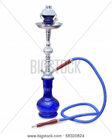 Big Blue Hookah Isolated Over A White Background
