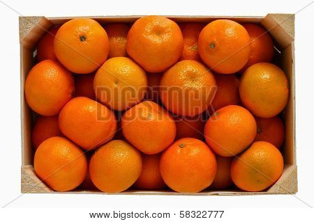 Wooden box filled with tangerines