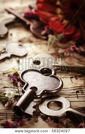Vintage Still Life With Old Keys