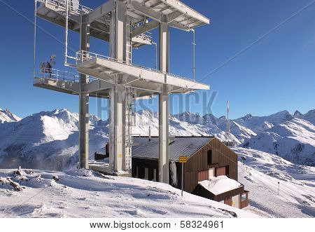 Communication Antenna Tower In The High Mountains