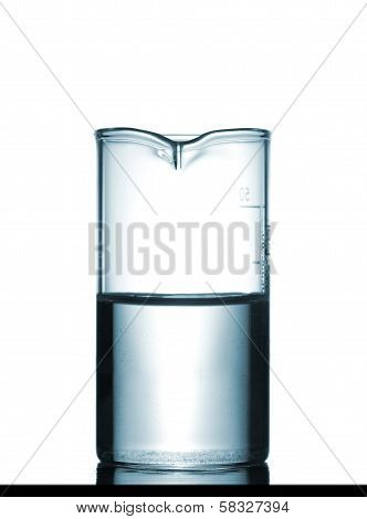 Isolated Chemical Beaker On Table With Solution