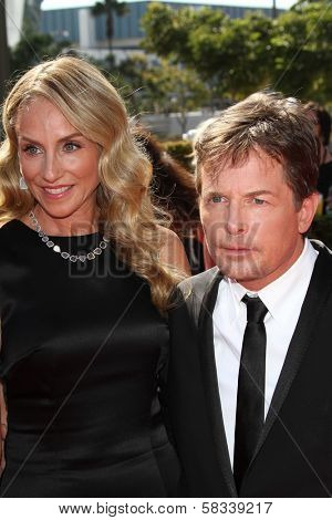 Michael J. Fox, Tracy Pollan at the 2012 Primetime Creative Arts Emmy Awards, Nokia Theatre L.A. Live, Los Angeles, CA 09-15-12