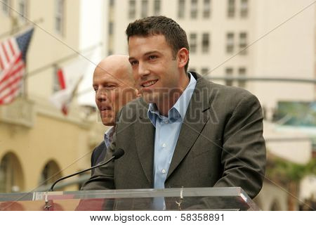 Bruce Willis and Ben Affleck at the Ceremony honoring Bruce Willis with the 2,321st star on the Hollywood Walk of Fame. Hollywood Boulevard, Hollywood, CA. 10-16-06