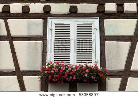 Window of a house in Eguisheim Alsace France