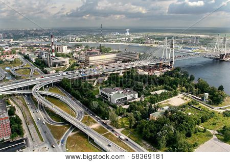 Construction Of Cable-stayed Bridge, Russia, Petersburg.