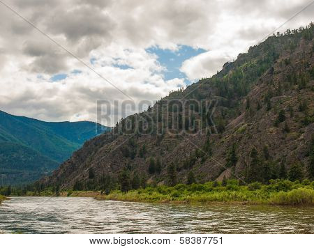 Wide Mountain River Cuts A Valley - Clark Fork River Montana Usa