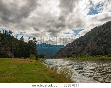 Wide Mountain River Cuts A Valley - Clark Fork River Montana Usa