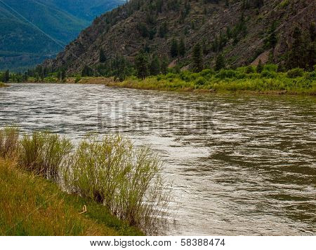 Wide Mountain River Cuts A Valley - Clark Fork River Montana Usa