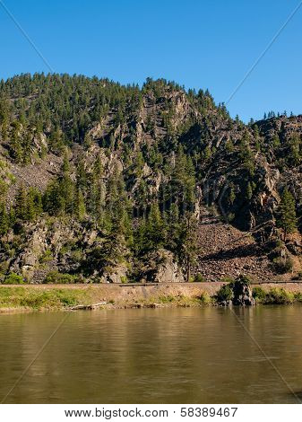 Wide Mountain River Cuts A Valley - Clark Fork River Montana Usa