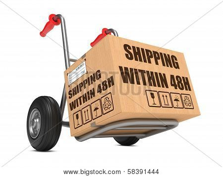 Shipping within 48h - Cardboard Box on Hand Truck.