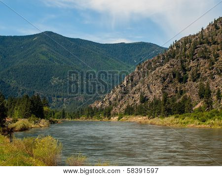Wide Mountain River Cuts A Valley - Clark Fork River Montana Usa