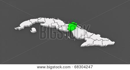 Map of Ciego de Avila. Cuba. 3d