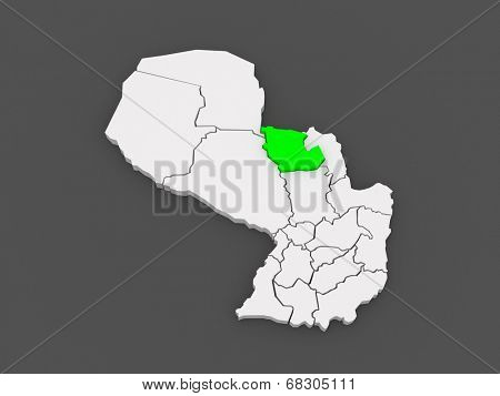Map of Concepcion. Paraguay. 3d