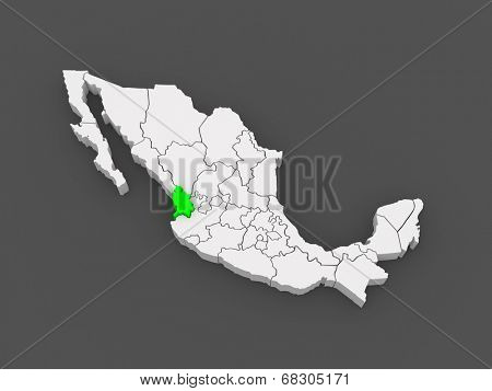 Map of Nayarit. Mexico. 3d