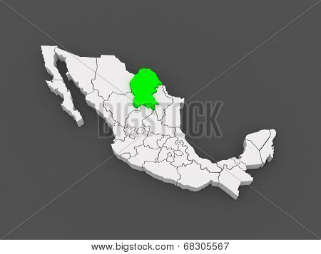 Map of Coahuila. Mexico. 3d
