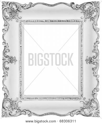 White baroque frame -White frame isolated on white, inner and outer clipping paths included