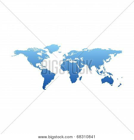 Map of the world - blue gradient silhouette over white background