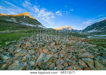Mountain with Sunrise and snow