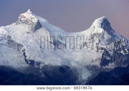Huandoy Peaks (6395m) in Cordilera Blanca, Peru, South America