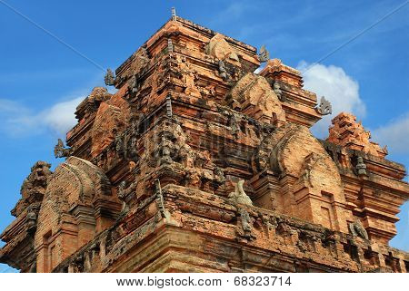 Detail of a large temple towers Po Nagar in Nha Trang Vietnam