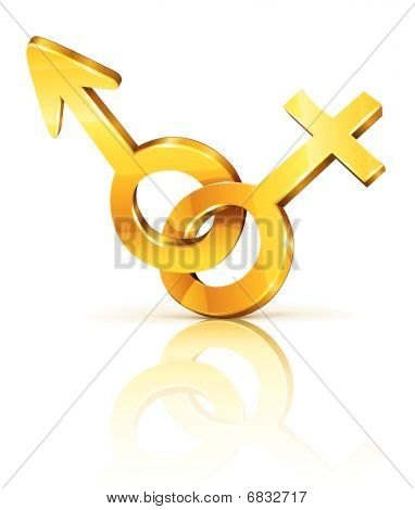 Ouro símbolos masculinos e femininos