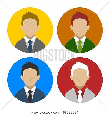Colorful Businessman Userpics Icons Set in Flat Style. Vector