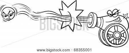 Firing Cannon And Cannonball Coloring Page