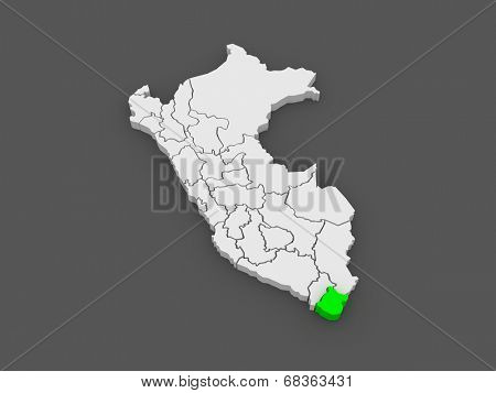 Map of Tacna. Peru. 3d