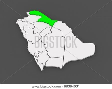 Map of El Al Hudud Northern Border. Saudi Arabia. 3d