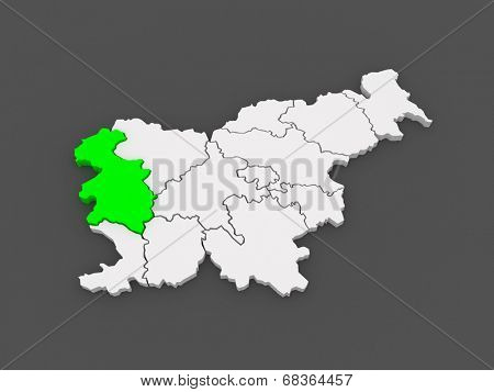 Map of Goritskii region. Slovenia. 3d