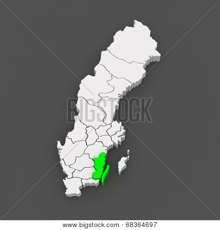 Map of Kalmar. Sweden. 3d