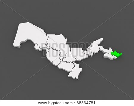 Map of Andijan. Uzbekistan. 3d