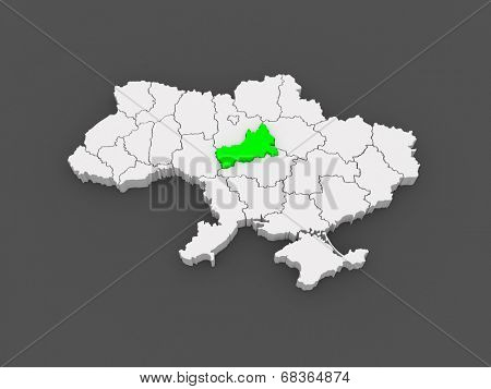 Map of Cherkasy region. Ukraine. 3d