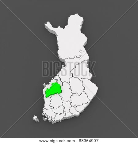 Map of Southern Ostrobothnia. Finland. 3d