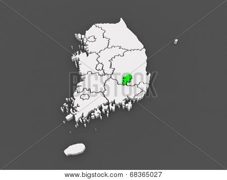 Map of Daegu. South Korea. 3d