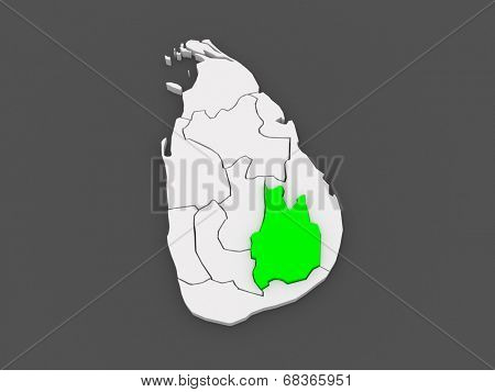 Map of Uva. Sri Lanka. 3d