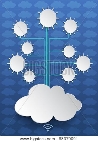 Cloud computing on blue background