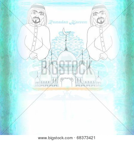 Abstract Religious Card - Muslim Man Praying