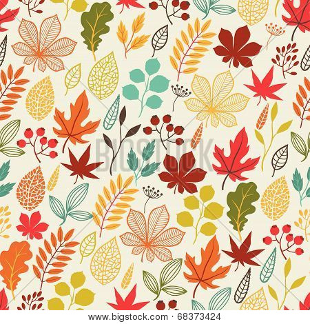 Seamless vector pattern with stylized autumn leaves.