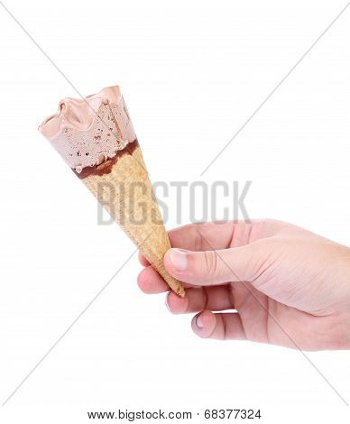 Hand with ice cream.