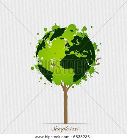 Tree shaped world map. Vector illustration.