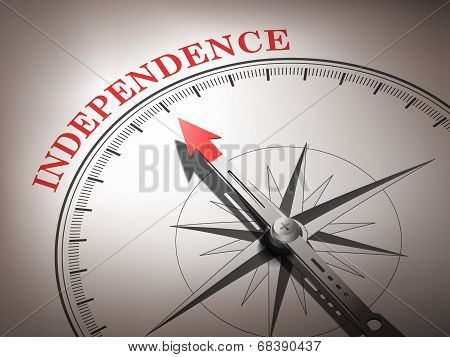 Abstract Compass With Needle Pointing The Word Independence