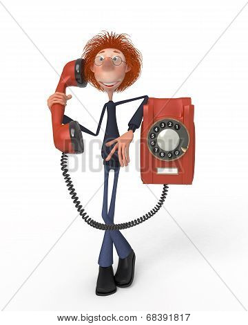 The 3D Student With Phone.