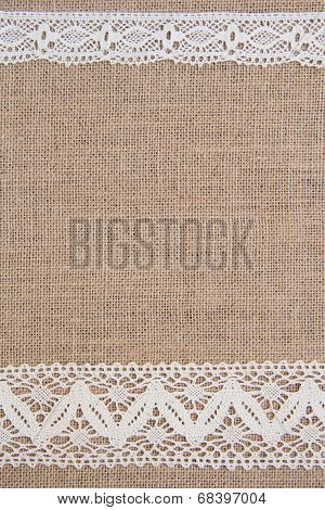Burlap background with lace