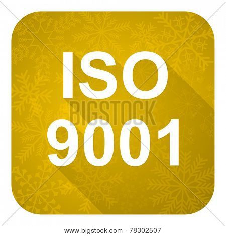 iso 9001 flat icon, gold christmas button 
