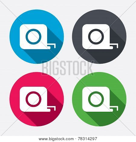 Roulette construction icon. Tape measure symbol.