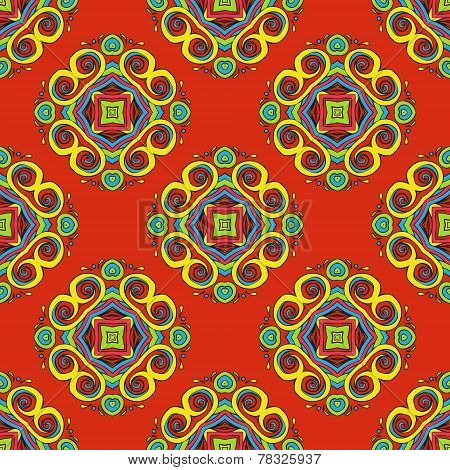 Orange Floral festive vector pattern